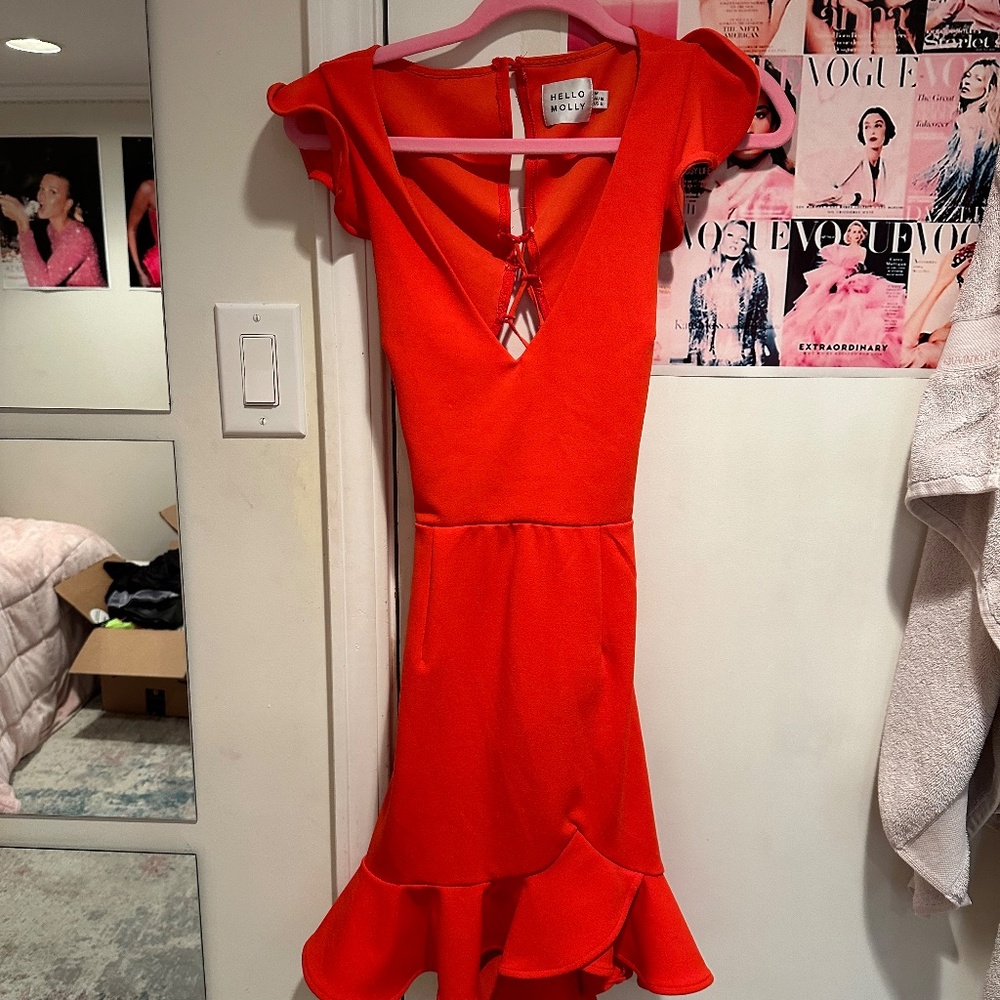 Hello Molly Red Ruffle Mini Dress - Picture 3 of 5